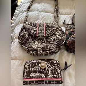 Authentic Vera Bradley Imperial Toile brown and cream PLUS matching wallet